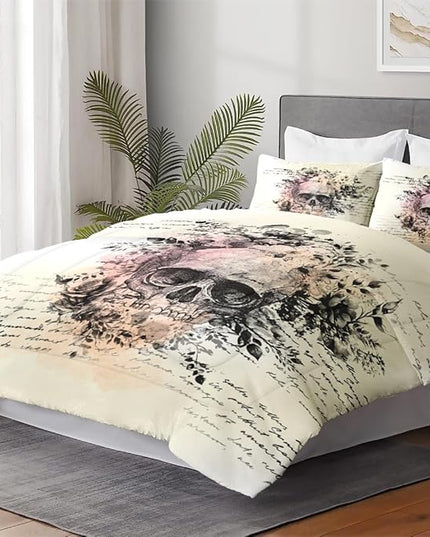 Queen Size Comforter Set with 2 Pillowcases, Rock Goth 3 Pcs Bedding for Adults, Retro Gothic Soft Comforter Set for Bedroom Bed Decor