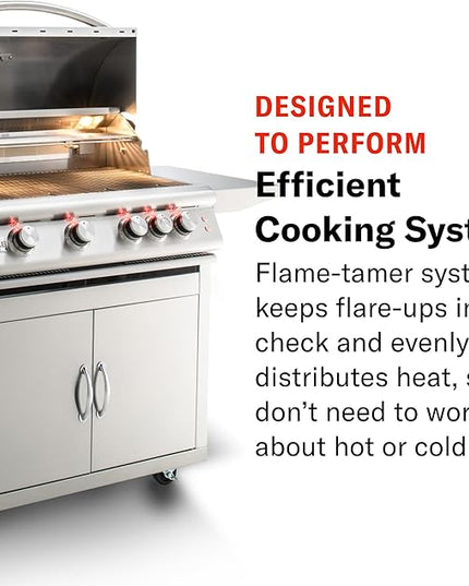 Blaze Grills Premium LTE+ | 32-Inch 4-Burner Barbecue | Built-In Propane Gas Grill | Professional Stainless Steel BBQ | Rear Infrared Burner + Rotisserie Kit | BLZ-4LTE3-LP