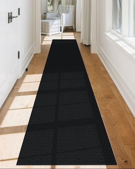 KOZYFLY Washable Runner Rug 2x12 ft Hallway Kitchen Runner Rugs with Rubber Backing Non Slip Entryway Runner Indoor, Extra Long Carpet Runners for Hall Kitchen Entryway, Black