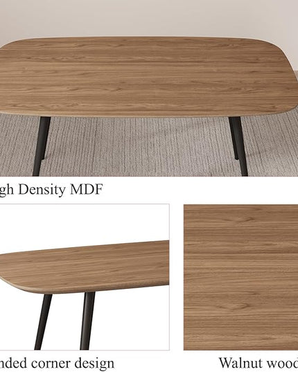 47.2'' Dining Table Set for 4,Modern Wood Dining Table,Leather Dining Chairs 4,Table and Chairs Set of 4,Ideal for Kitchen Dining Room (Walnut Color Table + 4 U-Shaped Gray Chairs, 47.2")