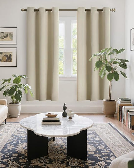 YoungsTex Beige Blackout Curtains 72 Inches Length for Bedroom - Thermal Insulated with Grommet Room Darkening Window Drapes for Living Dining Room, 2 Panels, 42 x 72 Inch