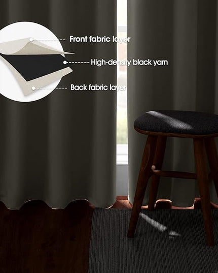 HOMEIDEAS Cream Beige Blackout Curtains for Bedroom 52 X 63 Inch Length 2 Panels Set Room Darkening Bedroom Curtains, Soundproof Thermal Grommet Window Curtains for Living Room
