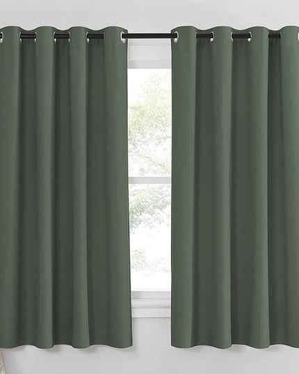 NICETOWN Blackout Curtain 63 inch Length - Grommet Sound Reducing Light Blocking Window Drapes Thermal Curtain for Bedroom/Living Room, Dark Mallard, W52 x L63, 1 Panel