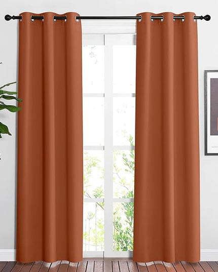 NICETOWN Blackout Burnt Orange Curtains 84 inches Long - Grommet Top Room Darkening Thermal Curtains Sound Blocking Window Treatments for Bedroom/Living Room (2 Panels, W37 x L84)