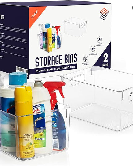 ClearSpace Clear Plastic Storage Bins – Pantry Organizers & Storage Containers, Cabinet Organizer - Home Organization Must Haves for Kitchen, Laundry Room, Office, Closet, Garage & Freezer