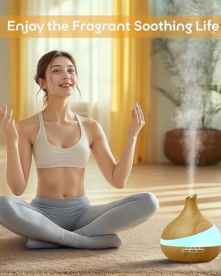 500ML Essential Oil Diffuser: Aroma Diffuser with Remote Control for Hotel Spa Yoga Room - Humidifiers for Bedroom with 14 Colors LED Night Light for Kids/Women Home Relaxation