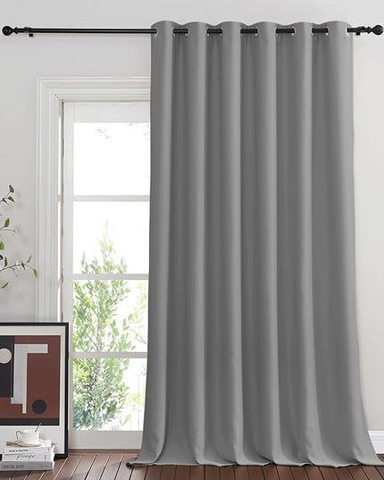 NICETOWN Blackout Sliding Glass Door Curtains, Room Darkening Thermal Insulated Curtains for Living Room Bedroom, Extra Wide Window Drapes, 1 Panel, W80 x L118, Silver Grey