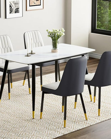 50'' Dining Table Set for 4, Dining Room Sets for 4, Sintered Stone Dining Table Chairs Set of 4, Easy to Assemble，Suitable for Small Spaces