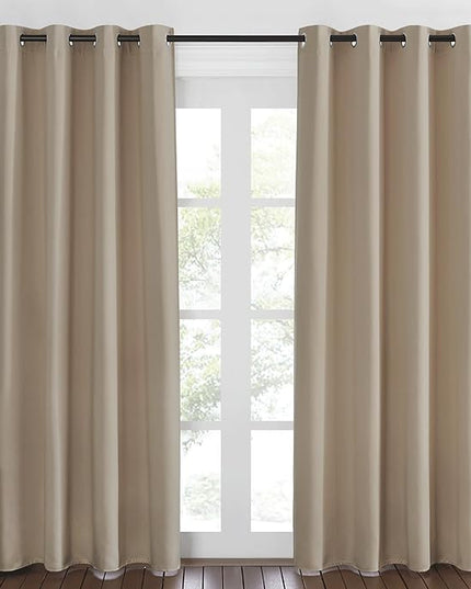 NICETOWN Blackout Curtains 84 Inch Length, Thermal Insulated Room Darkening Drapes Grommet Window Covering for Living Room Bedroom (W52 x L84 Inch, 1 Panel, Taupe)