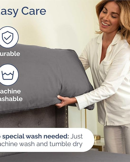 Split King Size 5 Piece Sheet Set - Comfy Breathable & Cooling Bed Sheets Set - Hotel Luxury Bedding for Women, Men, Kids, Teens, Boys & Girls - Deep Pockets, Soft, Wrinkle Free - Oeko-Tex - Dark Grey