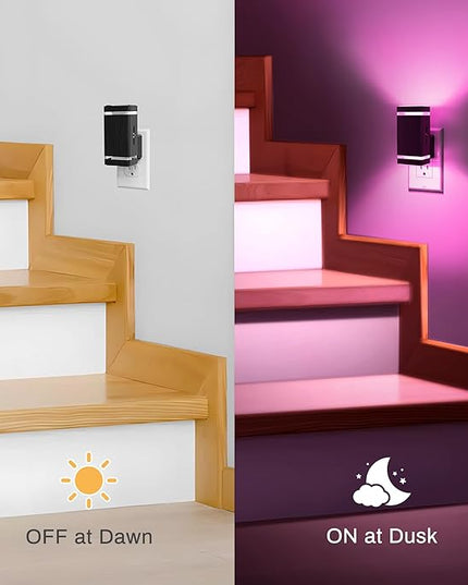 DORESshop Color Changing Night Lights [2 Pack], Night Lights Plug Into Wall, 8 Color LED Night Light, Night Light with Dusk to Dawn Sensor, Nightlight for Bathroom Decor, Children Room, Kids Gift