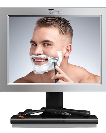 ToiletTree Products Fogless Shower Mirror with Squeegee - Anti-Fog Mirror - Adjustable Shaving Mirror with a Squeegee - Rust-Proof, Impact-Resistance Bathroom Shower Mirror