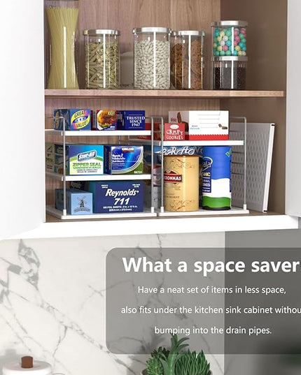 Pantry Organizers and Storage, Foil and Plastic Wrap Organizer- Divided Compartment Holder for Aluminum Foil&Wraps&Baggie Boxes, Upgraded Shelf Organizer for Pantry Organizer, Pantry Storage