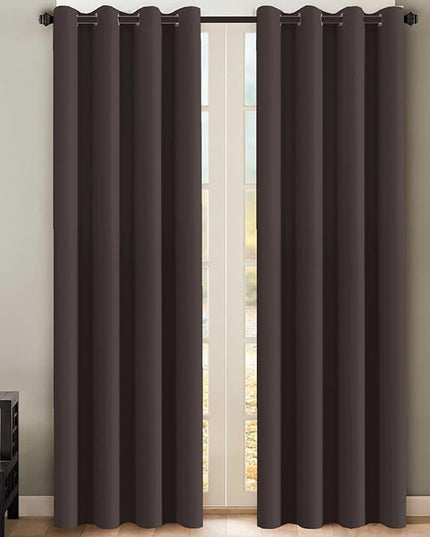 H.VERSAILTEX Three Pass Microfiber Blackout Thermal Insulated Grommet Panels Window Curtains/Drapes (Set of 2, Chocolate Brown, 52 x 96 Inch)