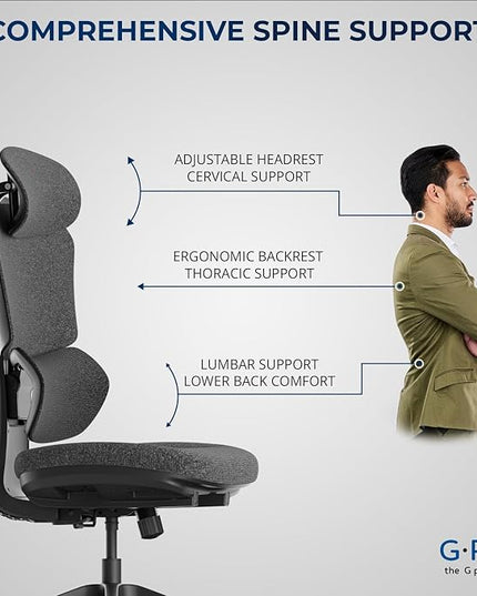 Ergonomic Office Chair – Computer Chair with Divided Tilted Back, Adjustable Armrests & Soft Seat – Holds Up to 290bs (Gray)