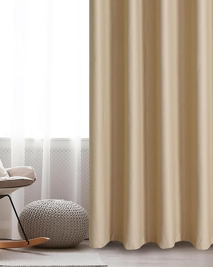JIUZHEN Blackout Curtains for Bedroom, Sliding Glass Door Curtain 84 inches Long, Grommet Top Thermal Insulated Drape for Patio Door/French Door/Hall/Closet (Beige, W72 by L84, 1 Panel)