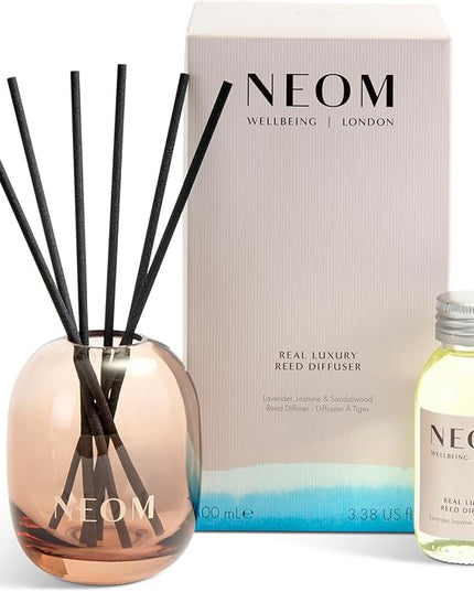 NEOM Real Luxury Reed Diffuser,100ml | Lavender, Jasmine & Sandalwood I 100% Natural Fragrances I Last up to 12 Weeks I Refillable and Reusable