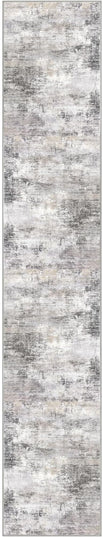 IOHOUZE Abstract Runner Rug 3x18 Ft Washable Runners for Hallways, Non Slip Kitchen Runner Printed Faux Wool Entryway Runner Indoor, Modern Abstract Floor Carpet for Hall Stair, Grey Beige