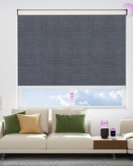 Astomi Motorized Blinds with Remote - Blackout Smart Roller Shades Compatible with Alexa & Goggle Home, Solar Rechargeable, Custom Size 22" - 100" for Indoor Window, Verdant