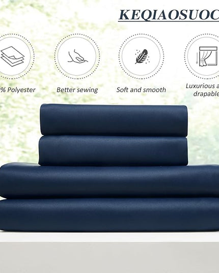 KEQIAOSUOCAI Dark Navy Blue Pleated Blackout Curtains 2 Panels Set, Thermal Insulated Room Darkening Privacy Window Curtain Panels for Bedroom(Pinch Pleat 40 Wide x 72 inch Long)
