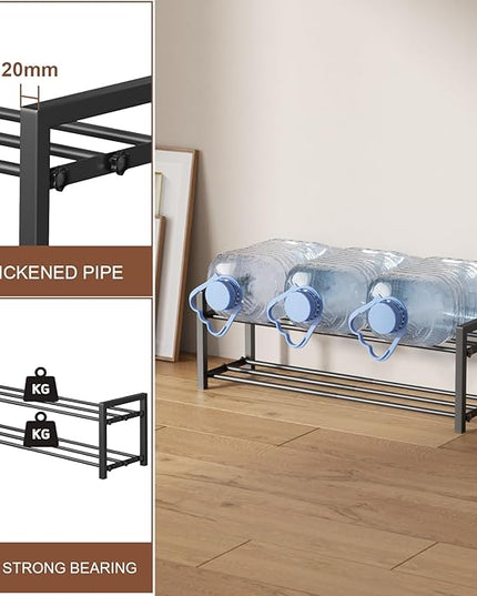 2-Tier Expandable Shoe Rack,Adjustable Shoe Shelf Storage Organizer Heavy Duty Metal Free Standing Shoe Rack for Entryway Closet Doorway (Black)