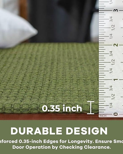 KOZYFLY Long Runners for Hallways 2x12 ft Washable Kitchen Runner Non Slip Rubber Backed Hallway Rugs Cotton Entryway Runner Rug Floor Carpet for Indoor Hall, Kitchen, Bright Green/Earthy Green