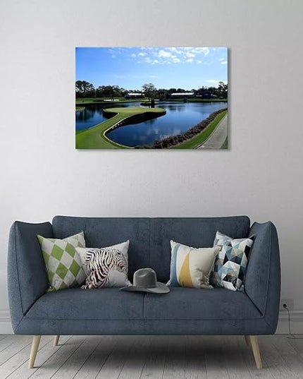 TPC Sawgrass Golf Course Wall Art for Living Room Bedroom Office Wall Decor - USA Golf Course Picture Poster Framed Artwork Canvas Prints Golf Art Ready to Hang(28''H x 44''W)