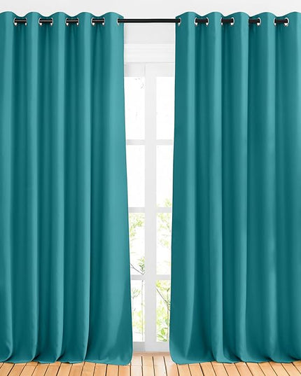 NICETOWN Peacock Teal Blackout Curtains & Drapes - Thermal Insulated Grommet Blackout Light Blocking Room Darkening Large Window Treatments for Bedroom/Living Room (2 Panels, W66 x L90)