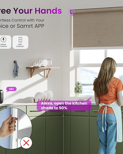 Astomi Motorized Roller Shades for Windows, Blackout Automatic Blinds with Remote, Smart Blinds, Voice Control, Compatible with Alexa, Google, Custom Size (Jacquard Coffee)