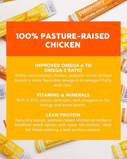 Paleovalley Pasture-Raised Chicken Sticks – 10 Pack – 7g Protein per Stick – Keto-Friendly, Paleo, Gluten-Free, Nitrate-Free – On-the-Go Snack (10 Pack, Teriyaki)