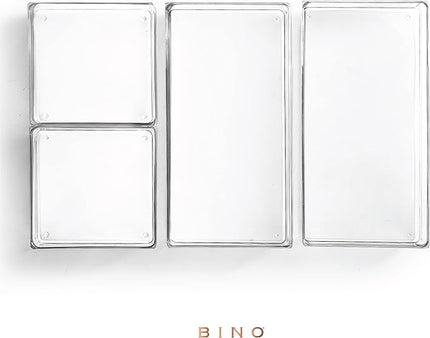 BINO | 4-Piece Drawer Organizer Bin Set | THE MODULAR | Multi-Purpose Storage | Durable | BPA-Free | Desk Drawer Organizer | Vanity Bathroom Makeup