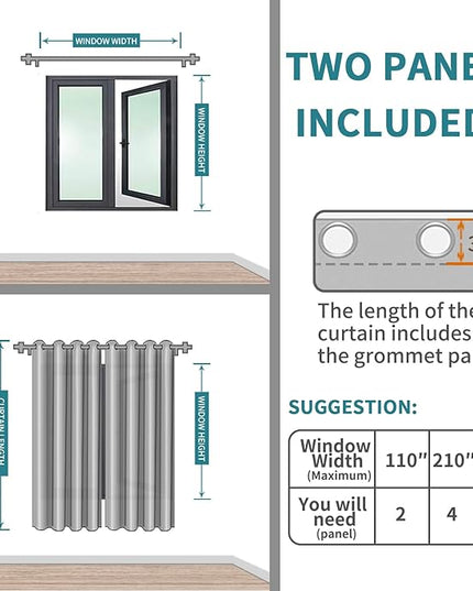 BGment Blackout Curtains - Grommet Thermal Insulated Room Darkening Bedroom and Living Room Curtains, Set of 2 Panels (70 x 63 Inch, Denim)