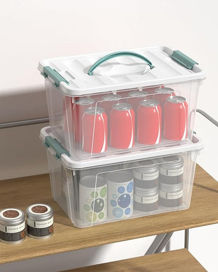 Ramddy 6-Pack 14 Quart Plastic Storage Bin with Handle, Clear Latching Container Box