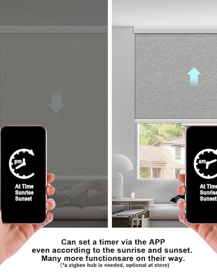 Motorized Blinds with Remote Smart Blackout Shades Electric Curtains Automatic Roller Blinds Shades for Indoor Windows Cordless with Alexa Google Home(Blackout Thunder Grey,W45x H62)
