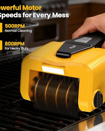Grill Brush - 4000mAh Electric Grill Brush for Outdoor Grill with Dual-Speed Motor, No Bristle Shedding BBQ Brush Cleaner, Dishwasher-Safe, 90 Mins Working Time with LED Light, As a Ideal Gift