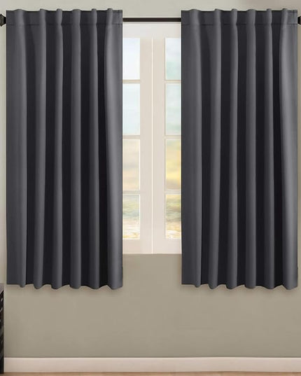 H.VERSAILTEX Blackout Curtains Thermal Insulated Window Treatment Panels Room Darkening Blackout Drapes for Living Room Back Tab/Rod Pocket Bedroom Draperies, 52 x 63 Inch, Charcoal Gray, 2 Panels