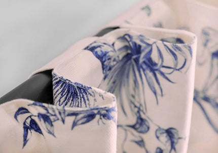 Maison d' Hermine Curtains for Living Room 100% Cotton 96 inch Length Two Panels Light Filtering Toile Curtains for Bedroom Windows with Rod and Loop Pockets Drapes (Bonobo Blue, 50" W x 96" L)