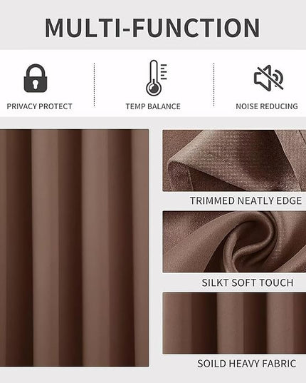 Joydeco Brown Custom Solid Single Blackout Curtain for Bedroom and Living Room, Grommet Thermal Insulated Room Darkening Curtain 1 Panel (Custom Size,Brown)