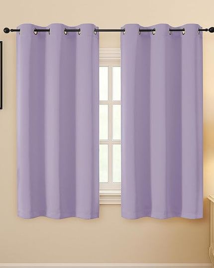 Simplebrand Lilac Curtains for Bedroom 63 Inch Length 2 Panels Set, Room Darkening Thermal Insulated Energy Saving Curtains for Nursery, Grommet Solid Soft Window Treatment Drapes, W40 x L63