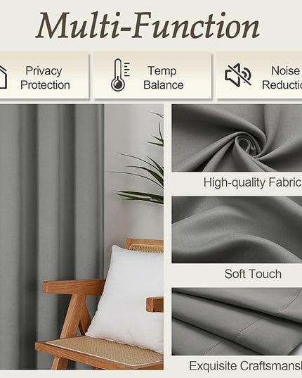 Gwine Short Blackout Curtains 36 Inches Long, Small Curtains Over Sink, Thermal Insulated Room Darkening Drapes for Bathroom Basement Patio Cabinet, 2 PCS, Each 40" Wx36 L, Light Grey