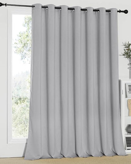 NICETOWN Sliding Glass Door Curtain - Blackout Room Darkening Door Vertical Blind for Dining Room/Bedroom with Grommet Top (Silver Grey, W100 x L95, 1 Panel)