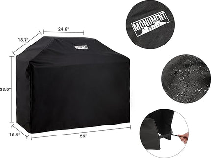 Monument Grills 4-Burner Liquid Propane Gas Grill, Matte Black Stainless Steel Burner Grill with Clearview® Lid, One Foldable Shelf for Outdoor Cooking Kitchen Patio Backyard, Mesa420MF with BBQ Cover