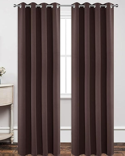 Joydeco Blackout Curtains 120 inches Long 2 Panels Set, Thermal Insulated Long Curtains & Drapes 2 Burg, Room Darkening Grommet Drapes for Bedroom Living Room Windows (W52 x L120 Inch, Chocolate)
