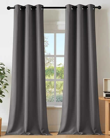 NICETOWN Blackout Grey Doorway 80 inch Curtains, Grommet Room Darkening Thermal Insulated Soundproof Window Treatments for Bedroom/Closet, 2 Panels, W40 x L80
