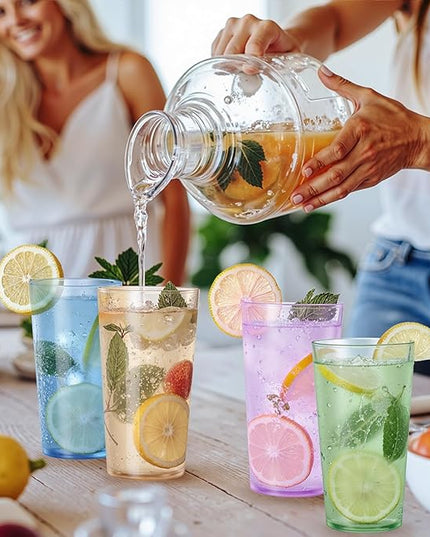 Liacere Color Plastic Drinking Glasses - (Set of 12) 18oz Color Plastic Glasses Colors Reusable，Kitchen Water Glasses Cup, Bar Tumbler Glassware Set for Beer, Juice, Cocktail, Whiskey, Milk