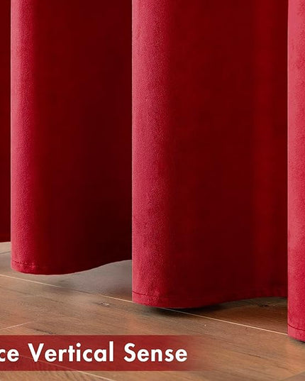 MIULEE Christmas Red Velvet Curtains Elegant Grommet Curtains Thermal Insulated Soundproof Room Darkening Curtains/Drapes for Classical Living Room Bedroom Decor 52 x 90 Inch Set of 2