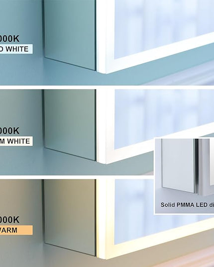 WELLFOR 20" X 30" Medicine Cabinet with Lights, 3X Magnification, Anti-Fog Mirrored Cabinet, Bathroom Vanity Medicine Cabinet with Outlets & USB Ports, Left Opening Door
