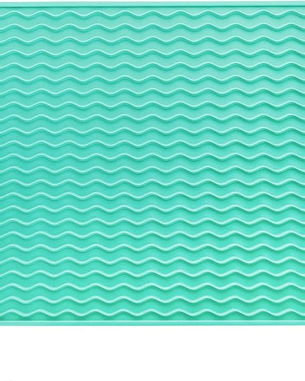 Silicone Dish Drying Mat for Multiple Usage,Easy clean,Eco-friendly,Heat-resistant Silicone Mat for Kitchen Counter or Sink,Refrigerator or drawer liner Mint L 16 inches x 12 inches