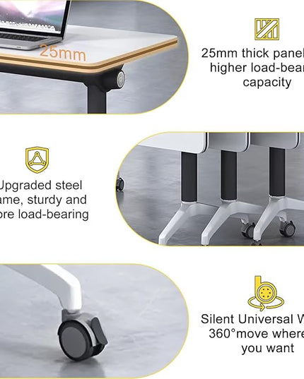 Conference Room Table with Flip-Top Design for Dynamic Meetings, Business Table Computer Desk with Heavy-Duty Frame,Foldable Seminar Meeting Tables for Home Office (2, E, 55.1IN)