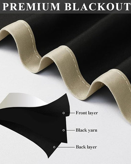 Estelar Textiler Ombre Blackout Curtains 102 Inch Length for Bedroom, Beige and Greyish White Room Darkening Thermal Insulated Noise Reducing Grommet Window Drapes for Living Room, 52Wx102L, 2 Panels